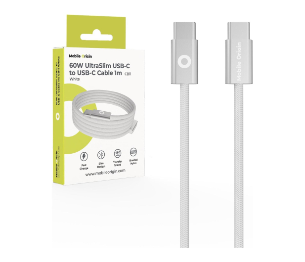Mobile Origin 60W UltraSlim USB-C to USB-C Cable 1 m CB11 White - 1537892 - zdjęcie